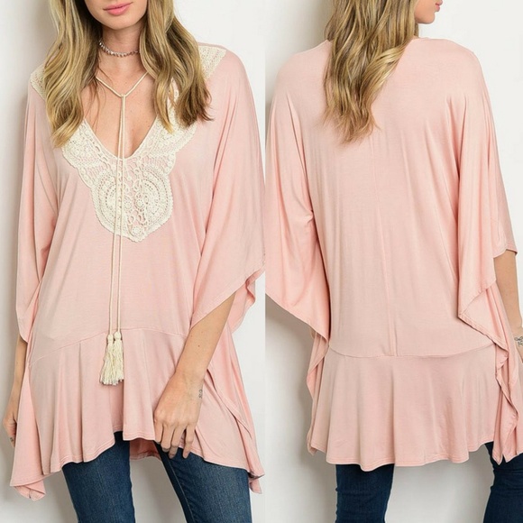 Winwin Tops - Peach Crochet Top {Winwin}